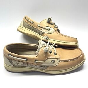 Sperry Top-Sider Boat Shoes  Womens 7 M Brown Leather Fabric Lace Up Comfort